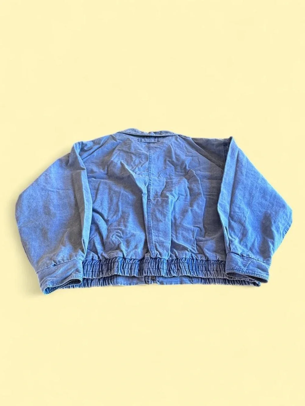 Vintage Denim Bomber Jacket Men’s XL Faded Blue Full Zip Boxy Jacket